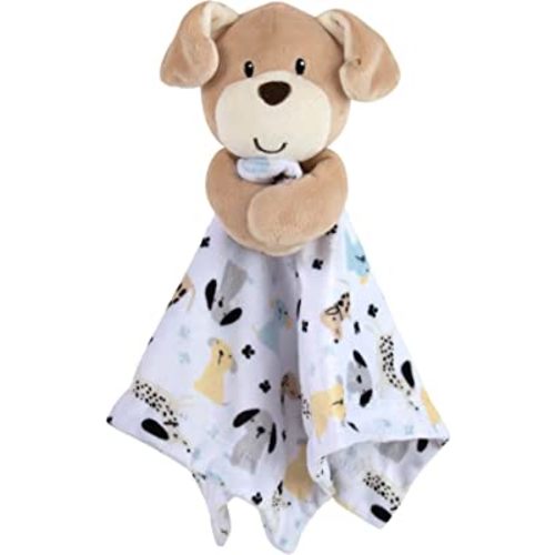 Minky Animal Snuggler Lovey Blanket for Kids, Babies, Boys, Girls, Gender Neutral Security Blanket with Stuffed Animal (Perky Puppy Pal)