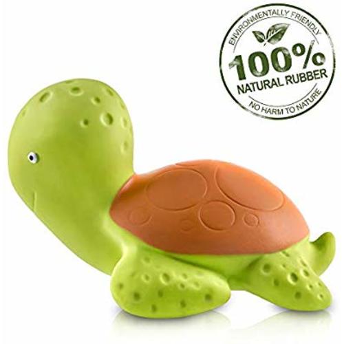 Pure Natural Rubber Baby Bath Toy - Mele the Sea Turtle - Without Holes, BPA, PVC, Phthalates Free, All Natural, Textured for Sensory Play, Sealed Bath Rubber Toy, Hole Free Bathtub Toy for Babies