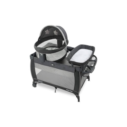 Graco Pack n Play Dome LX Playard with Baby Bassinet, Lightweight Portable Crib, Push-Button Fold Travel Crib, Redmond, Convertible