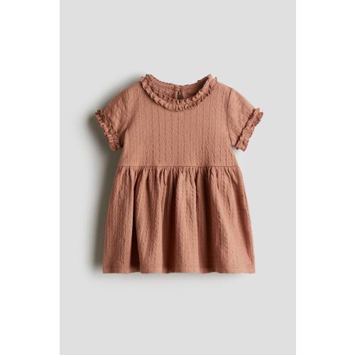 RUFFLE-TRIMMED JACQUARD-JERSEY DRESS