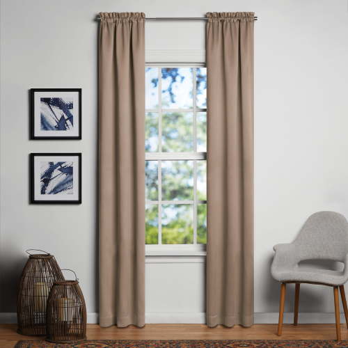 Mainstays Solid Blackout Curtain Panel Pair, Set of 2, Brown, 30"W x95"L