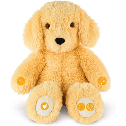 BEREST Baby Cry Sensor Sleepy Dog Sleep Soother Sleeping Aid White Noise Infant Stuffed Animal Puppy Dog Toy, Nursery Decor with Night Light, Mom‘s Heartbeat 9 Sounds Therapy for Toddler Crib