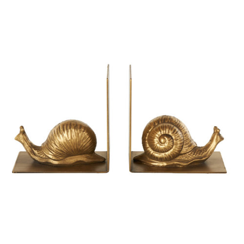 Red Barrel Studio® Cole And Grey Metal Crawling Snail Decorative Bookends | Wayfair