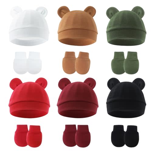 ZURLEFY Cute Baby Mittens Newborn, No Scratch Baby Boy Mittens, Baby Girl Hat Gloves for Toddlers, Infant, Newborn