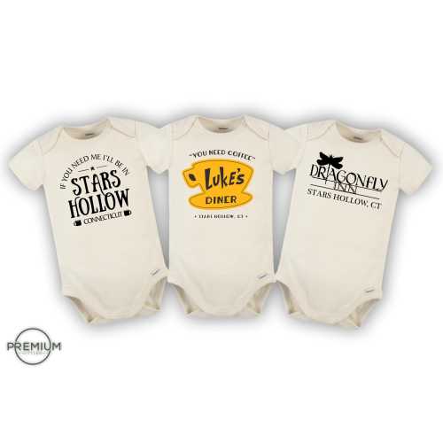 Luke&#39;s Diner Onesie® Bundle | Includes 3 Premium Onesies® | Luke&#39;s Diner, Dragonfly Inn and Stars Hollow | Available in SS and LS Onesie®