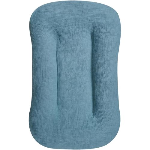 Hooyax Muslin Toddler Lounger Cover, Organic Cotton Removable Slipcover for Toddler, Toddler Padded Lounger Infant Floor Seat Cover for Boys Girls, Large Size 37 x 21 Inch, Blue