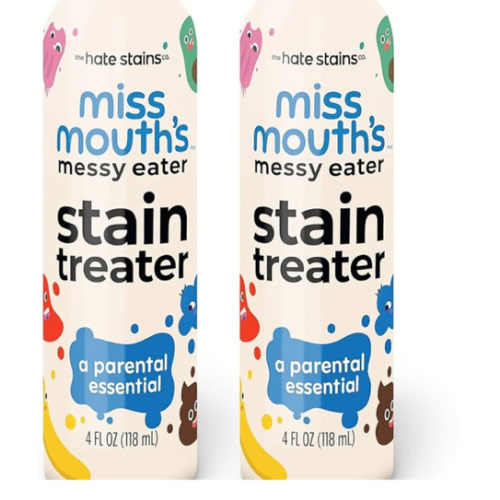 Miss Mouth's Messy Eater Stain Treater Spray - 4oz 2 Pack Stain Remover - Newborn & Baby Essentials - No Dry Cleaning Food, Grease, Coffee Off Laundry, Underwear, Fabric