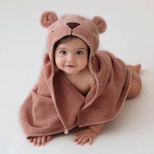 Elegant Baby Brown Bear Hooded Towel