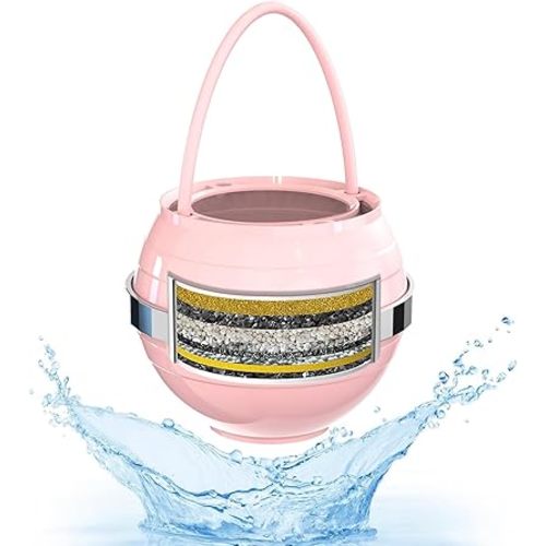 Bath Bathtub Ball Water Filter for Tub Faucet - Hard Water Softener - Remove Contaminants,Chlorine and Fluoride - Improves Skin, Hair and Nails Condition,Pink