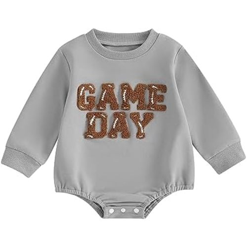 Baby Football Outfit Toddler Boy Girl Game Day Onesie Bubble Sweatshirt Romper Infant Fall Winter Clothes