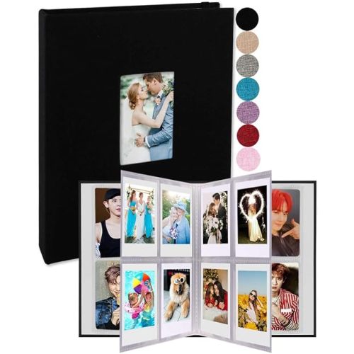 GPIRAL 2x3 Polaroid Photo Album Book 208 Vertical Photos - Linen Photo Album Compatible with Fujifilm Instax Mini Film 7s 8+ 9 11, Polaroid Snap/PIC 300, HP Sprocket, Zip Printer, Black
