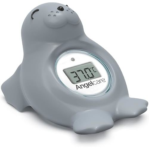Angelcare Bath and Room Thermometer - Happy Seal, Grey, One Size