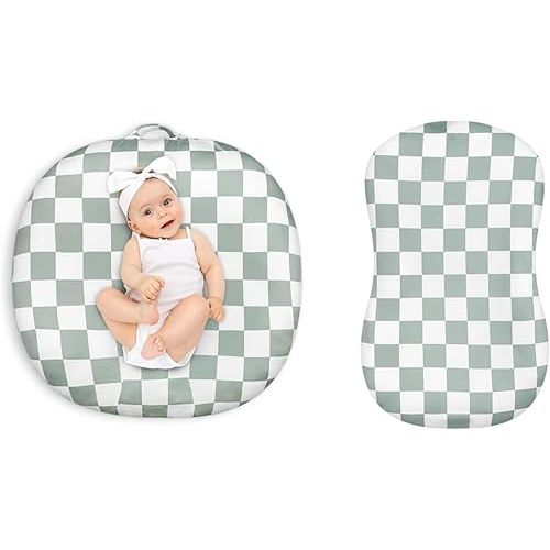 Newborn Lounger Cover, Baby Lounger Cover for Girls Boys, Green Checkerboard, Lounger Not Include