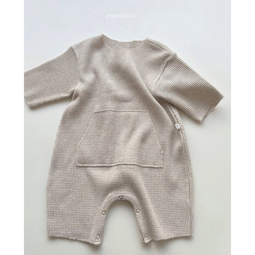 Baby Waffle Knit Romper w/ Pockets Snap Closure Solid Color Solid Color Romper w/ Pockets Neutral Snug Fit Minimalist Cute Baby Gift Unisex