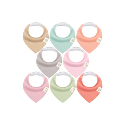 8-Pack Quin Cotton Bandana Bibs | Muted Pastel