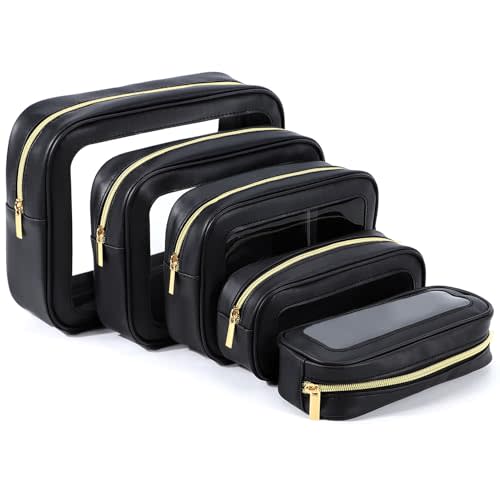 YOPCDJ 5PCS Diaper Bag Organizer Pouch Set, TSA Approved Toiletry Bag，Clear Waterproof TPU Makeup Bag Set Travel Organizer Bags for Women and Kids