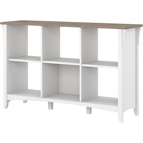 Bush Furniture Salinas 6 Cube Organizer in Pure White and Shiplap Gray