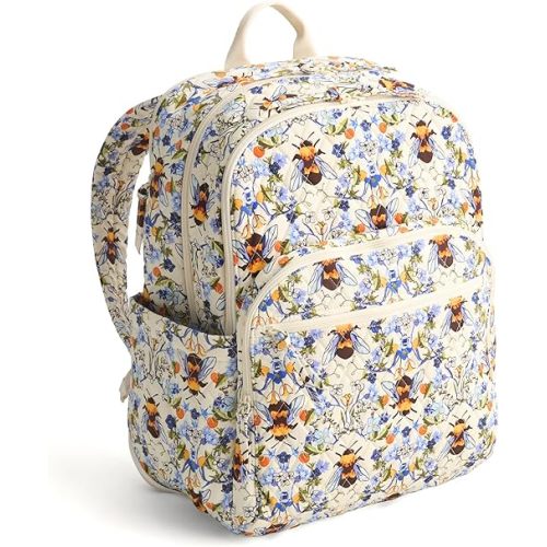 Vera Bradley Premium Cotton Large Bancroft Backpack, Bee Garden