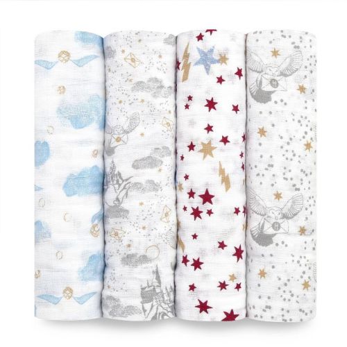 Aden By Aden + Anais Muslin Swaddle Reversible Blankets Harry Potter Iconic - 4pk