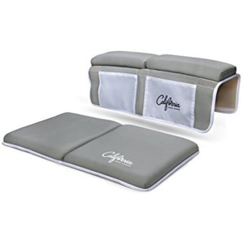 Bath Kneeler and Elbow Rest Bundle | Cushion Protection for Parents During Baby Bath Tub Time with Extra Wide, Non Slip, Thick 1.5 Inch Foam in Gray by California Home Goods
