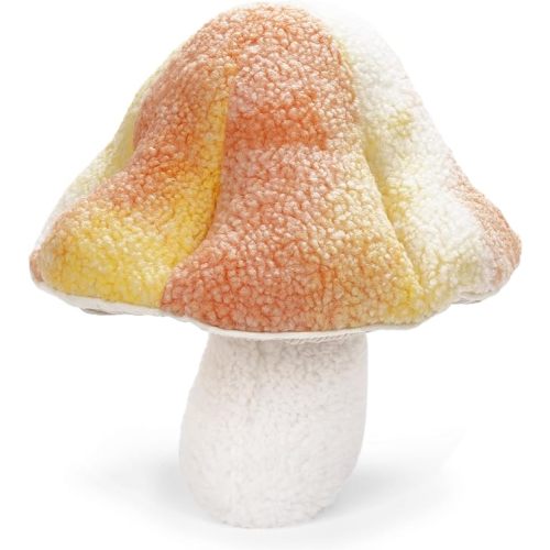 Mushroom Plush Pillow Floor Throw Pillows,Stuffed Mushrooms Shaped Decorative Pillow Soft 3D Plant Cushion for Couch Sofa Bed Home(Gradient Yellow,11.48×9.92inch)