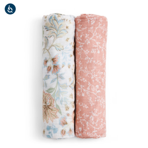 aden + anais victorian flowers essentials silky soft swaddles 2 pack