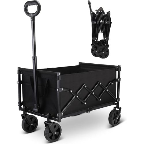 Folding Wagon Cart,Portable Heavy Duty Utility Foldable Garden Wagon Cart for Sports, Shopping, Camping and Outdoor Sport