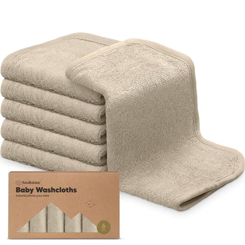6-Pack Baby Washcloths - Soft Viscose Derived from Bamboo Washcloth, Baby Wash Cloths, Baby Wash Cloth for Newborn, Kids, Bath Baby Towels, Face Towel, Face Cloths for Washing Face(Earth Brown)