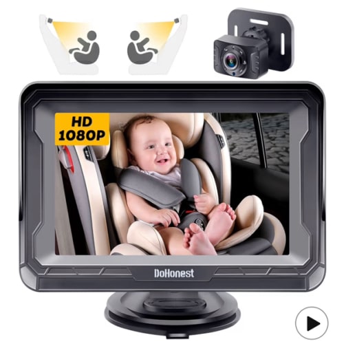 DoHonest Baby Car Camera HD 1080P - Rear-Facing Car Baby Monitor with Night Vision, Adjustable View Angle, Easy Setup, Anti-Glare Display, Safety for Kids & Infants