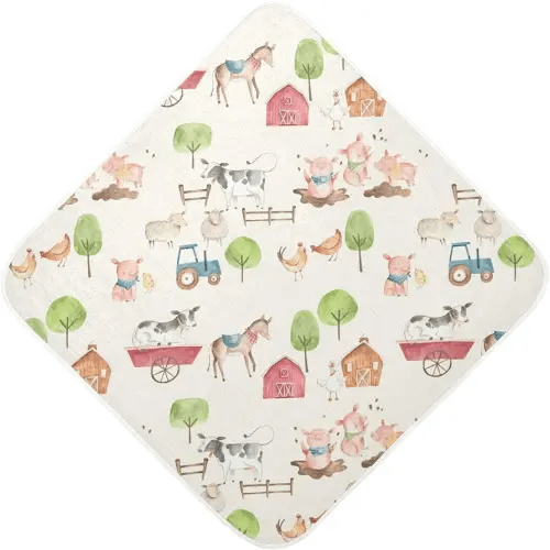 xigua Farm Animals Baby Towel Ultra Soft Hooded Towels for Baby Boy Girl, Ultra Absorbent Bath Towels Newborn Shower Gift 30 x 30 Inch