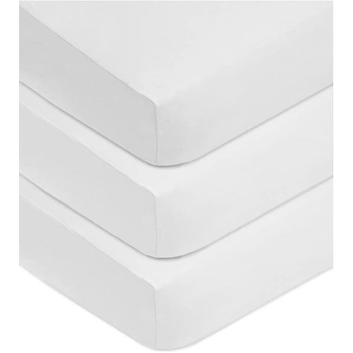 American Baby Company (White) 3 Pack 100% Cotton Jersey Knit Fitted Crib Sheet