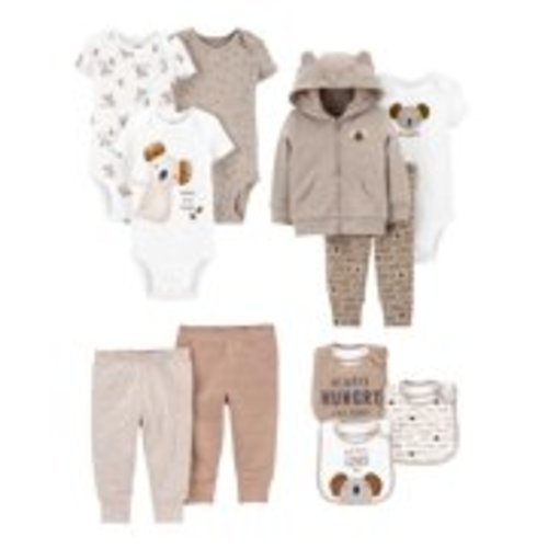 Child of Mine by Carter's Baby Boy and Girl Short Sleeve Bodysuits, Pants, Bibs, and Cardigan Set, 11-piece set, Preemie-24 Months