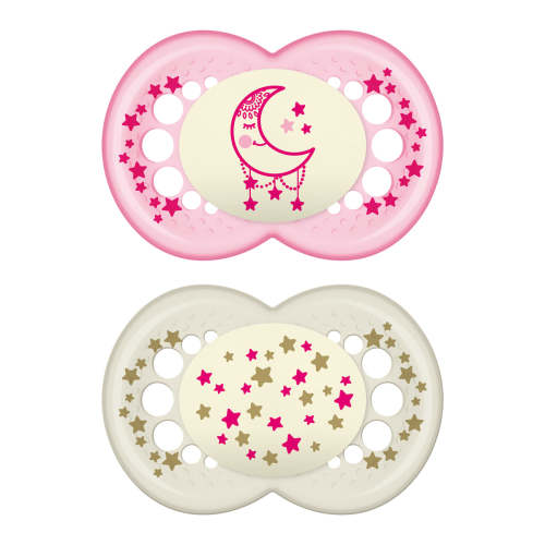 MAM Night Pacifier, 6-16 Months, Girl, 2 pack — buybuy BABY