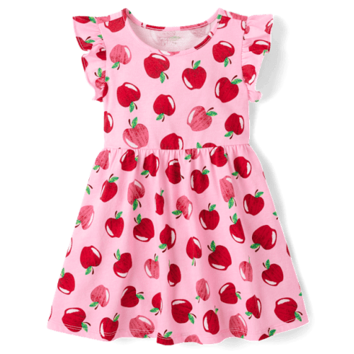 Baby And Toddler Girls Apple Flutter Dress - Pink