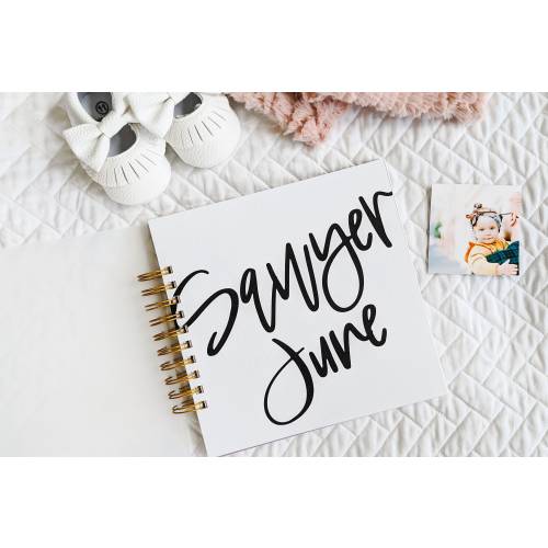 Personalized Baby Book: Modern Black and White Name | Modern Baby Shower Pregnancy Gift First Year Journal, Same Sex Gay Lesbian Friendly