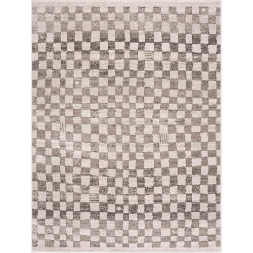 BoutiqueRugs Benjy Modern Checkered Large Area Rug - Contemporary Geometric Carpet for Living Room, Bedroom, Kids Room, Nursery - Cream, Beige, Tan - 7'10" x 10' (8x10)