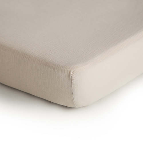 Mushie Muslin Extra Soft Fitted Crib Sheet in Fog
