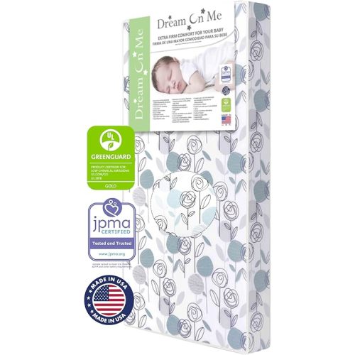 Floral Dreams Firm Fiber Baby Crib Mattress, Greenguard Gold and JPMA Certified, Fits All Standard Cribs and Toddler Beds, Waterproof Sleep Surface & Machine Washable Cover