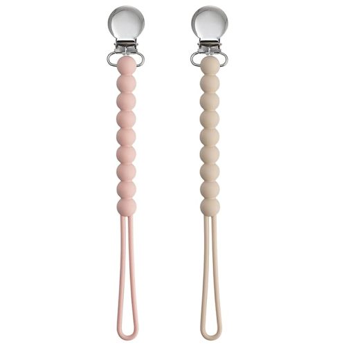 Pacifier Clips Baby Girls - MORIBOX Paci Clip Soothe Baby Binky Holder for Shower Birthday Gift 2 Pack