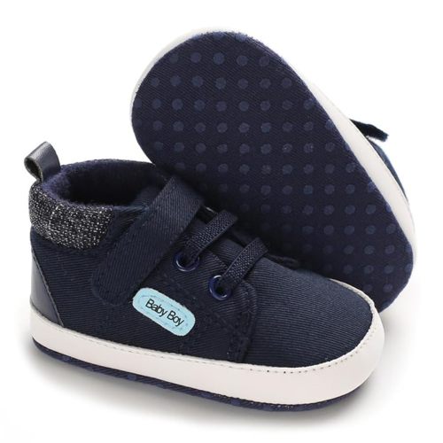 Meckior Toddler Baby Boys Girls High Tops Ankle Sneakers Soft Anti-Slip Sole PU Leather Moccasins Infant Newborn Prewalker First Walking Crib Shoes
