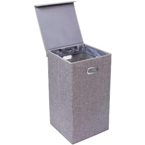 Birdrock Home Single Linen Laundry Hamper With Lid And Removable Liner - Grey