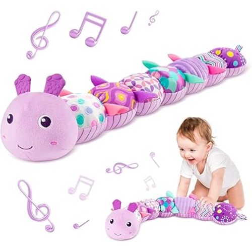 Sumobaby Infant Baby Musical Multi-Sensory Caterpillar, Stuffed Animal Activity Soft Toys, for Tummy Time Newborn 0-3-6-12 Months Girls, Purple