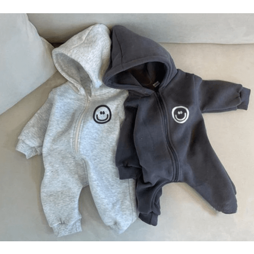 Boho Hooded Sweater Romper –  6-12 mo - dark grey - The Boho Bebe