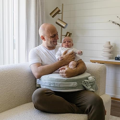 My Brest Friend Super Deluxe Nursing Pillow - Enhanced Comfort & Ergonomic Breastfeeding Pillow for Ultimate Support For Mom & Baby - Adjustable and with Handy Side Pocket, Platinum