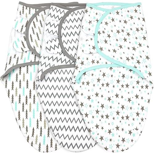 Bublo Baby Swaddles for Newborns - 3 Pack Baby Swaddles for 0-3 Months - Baby Swaddle Sleep Sack - Infant Sleeping Swaddle Sack – Adjustable Swaddle Blanket Wrap Boy Girl (Aqua)