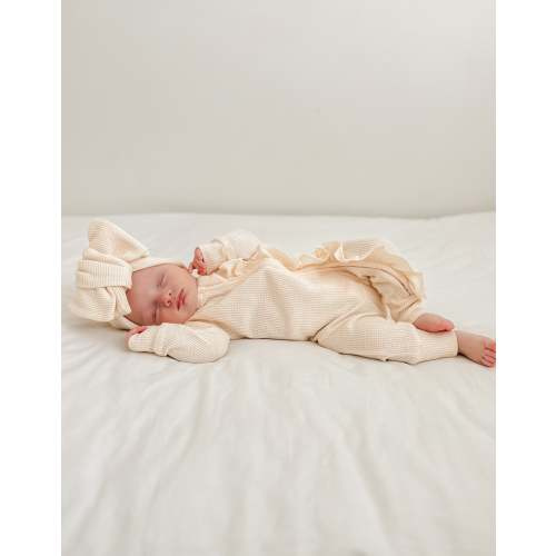 Frill Zip Romper | Cream Waffle