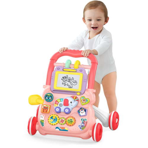 Beefunni Sit-to-Stand Learning Walker, Baby Walker with Drawing Board, Early Educational Child Activity Center, Multifunctional Baby Music Learning Toy Gift for Infant Boys Girls