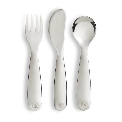 Munchkin® Polish Toddler Fork, Knife and Spoon Utensil Set, Stainless Steel