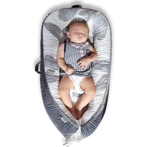 Baby Lounger, Cotton Breathable Baby Lounger Pillow Cover,Infant Lounger for Travel, Grey Protable Cosleeper, Ultra Newborn Gifts, Baby Bed in Room, Baby Snuggle Lounger Me