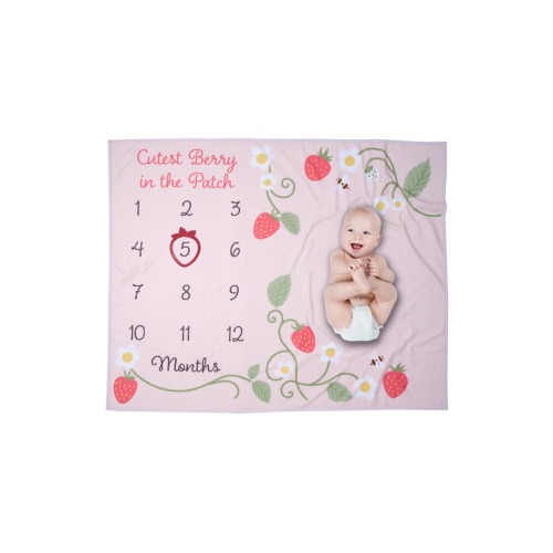 Strawberry Patch Milestone Photo Opportunity Fleece Baby Blanket